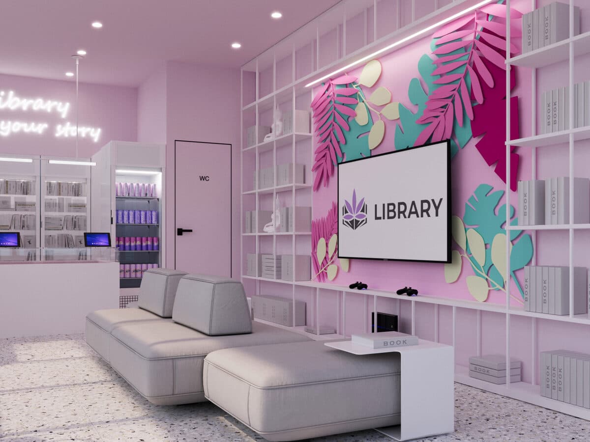 Library interior side view